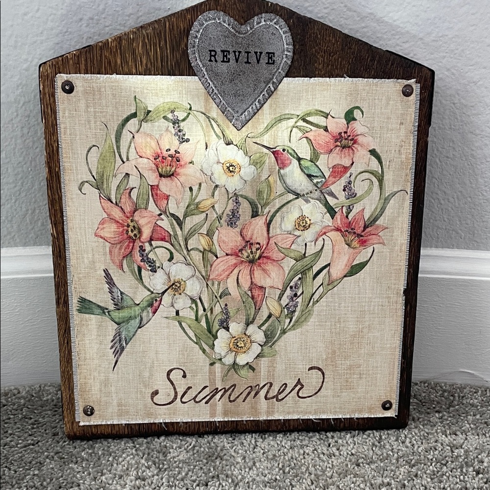 Susan Winget Floral Heart Wall Art with Hummingbirds wall decor